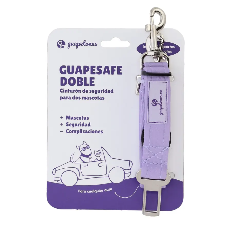 GUAPESAFE DOBLE - Cinturon de seguridad para 2 mascotas